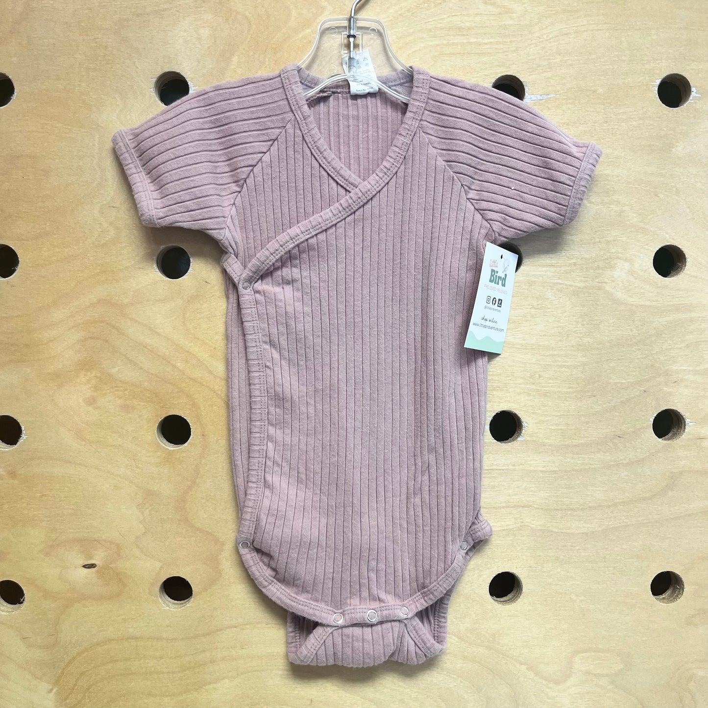 Dusty Pink Ribbed Organic Bodysuit