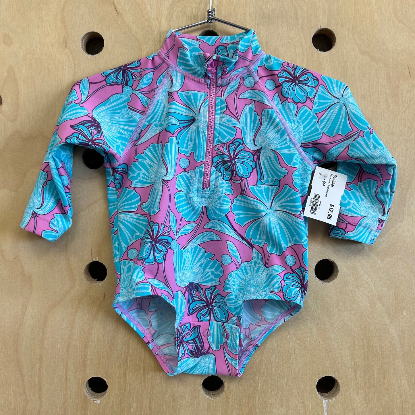 Pink+Teal Floral Swimsuit