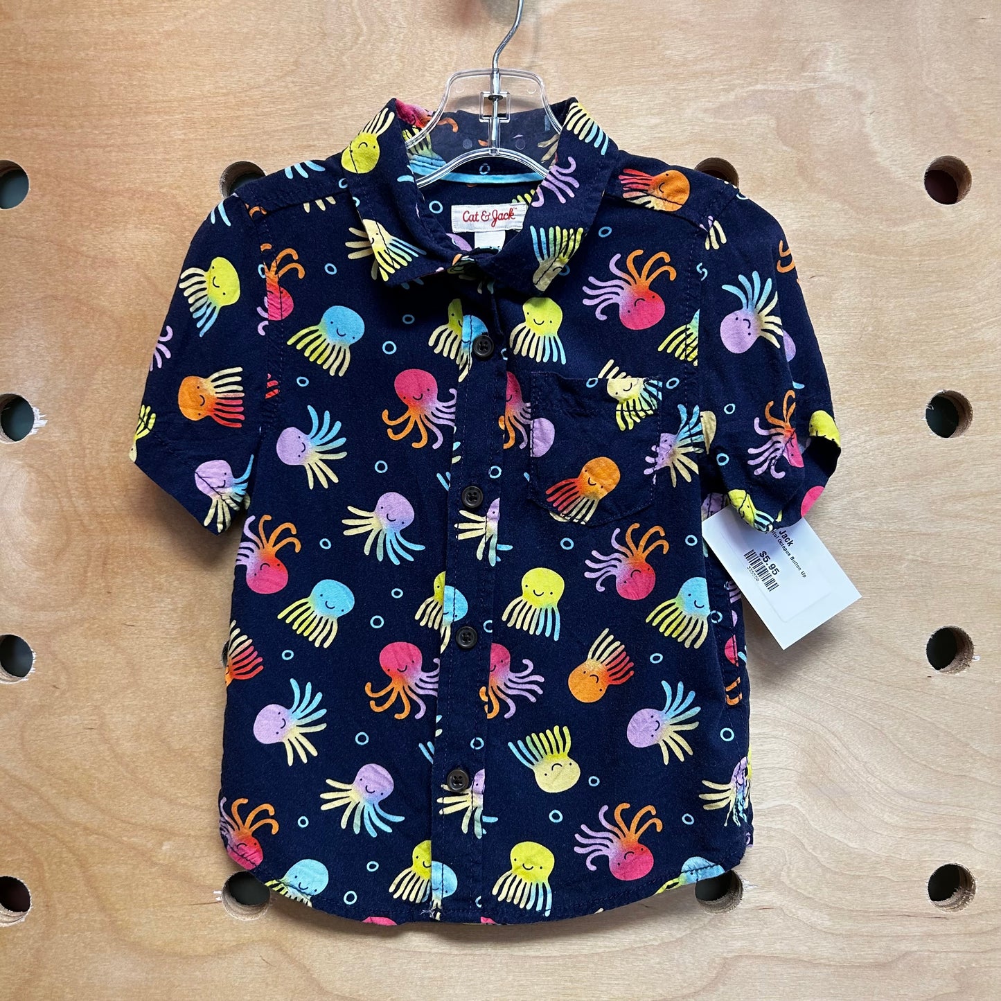 Blue/Colorful Octopus Button Up
