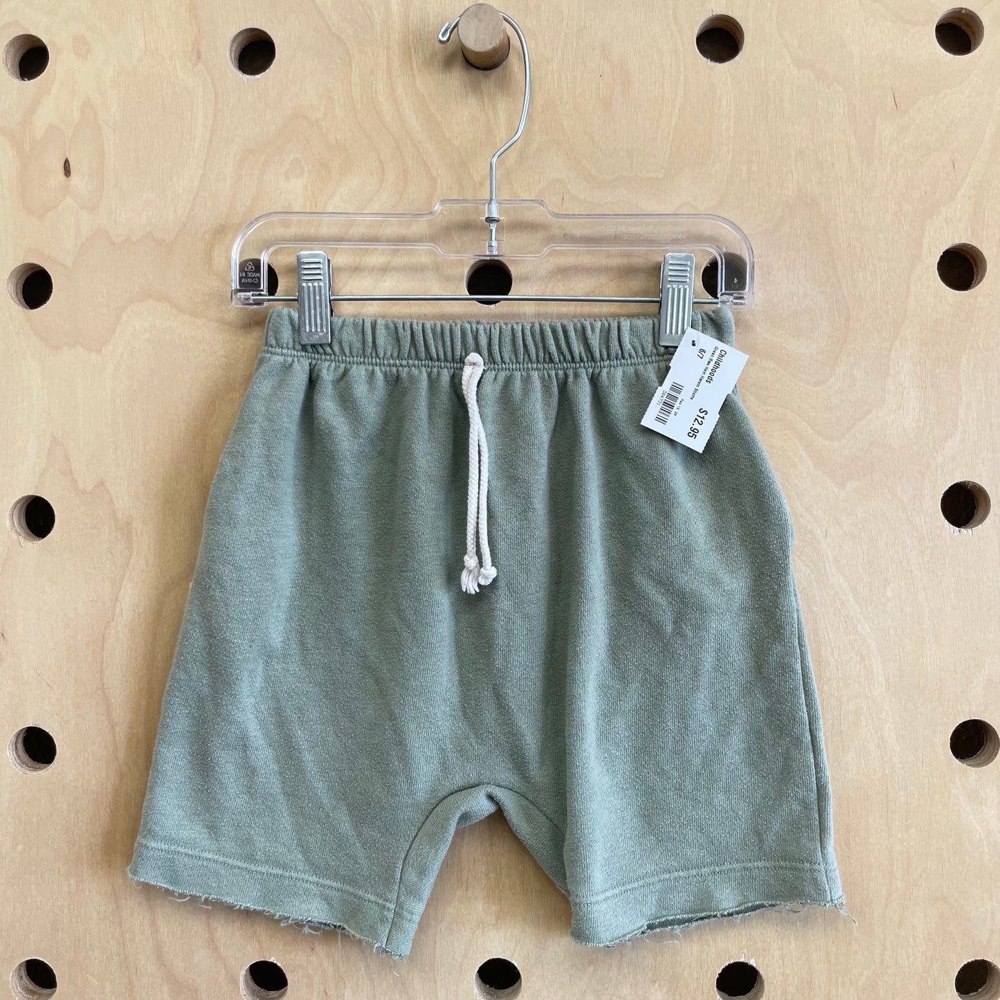 Green Raw Hem Harem Shorts