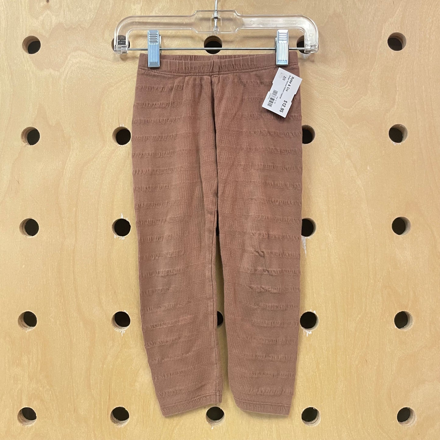 Brown Textrued Ribbed Leggings