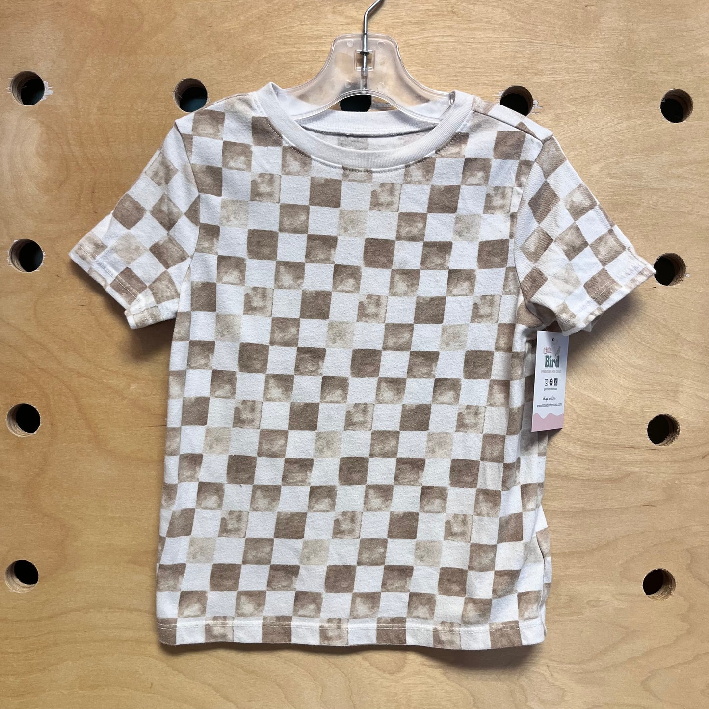 Beige/White Checkered Tee