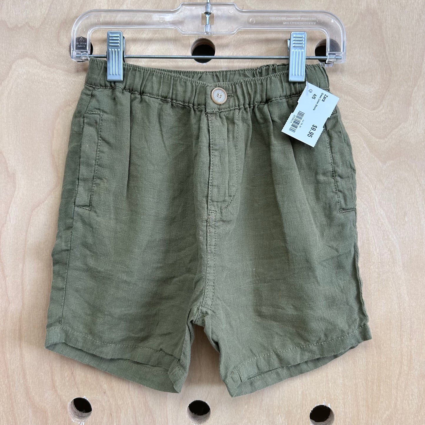 Green Linen Shorts