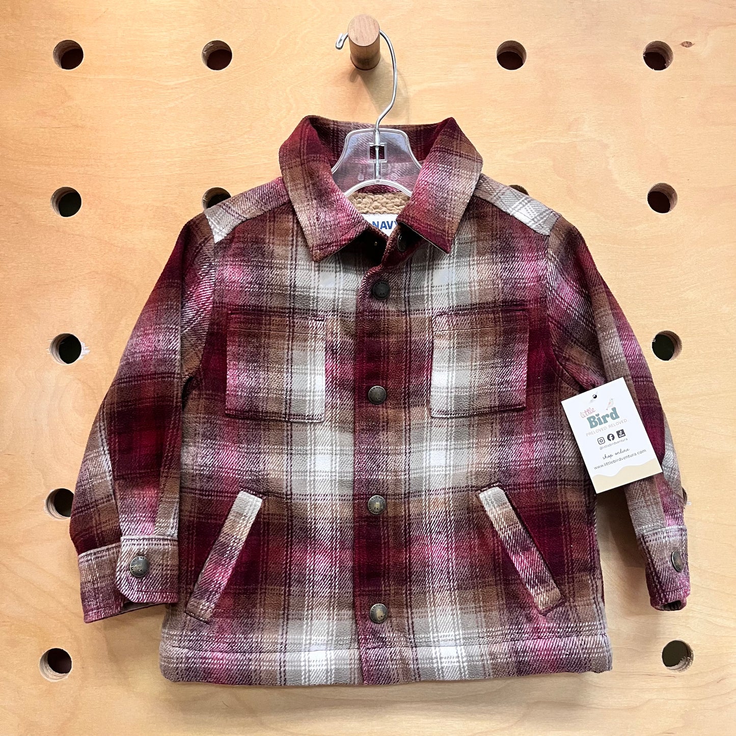 Maroon/Tans Sherpa Lined Shacket