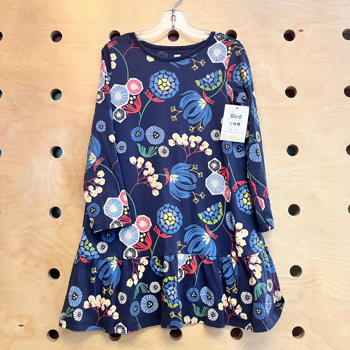 Blue Floral LS Cotton Dress