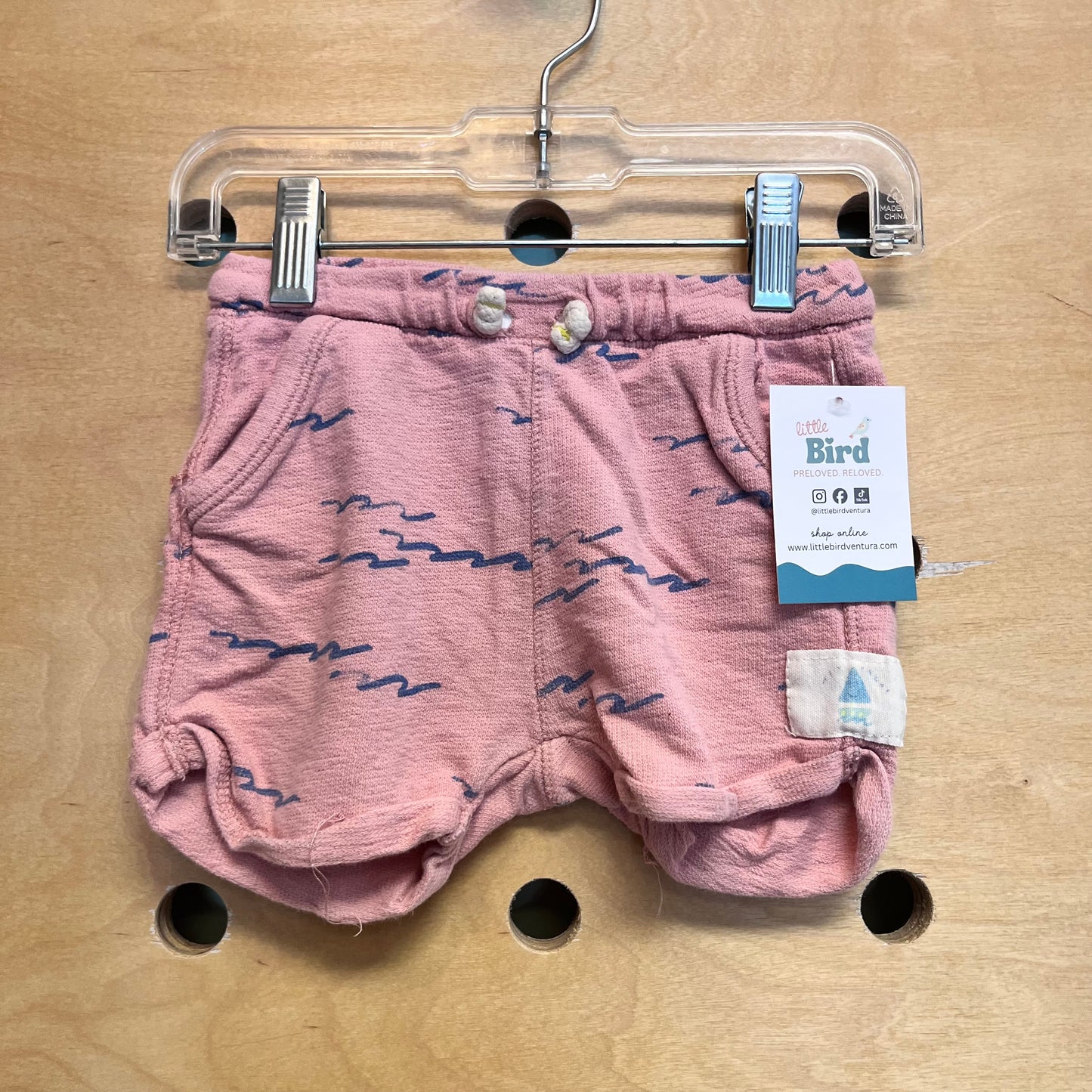 Pink/Blue Waves Drawstring Shorts