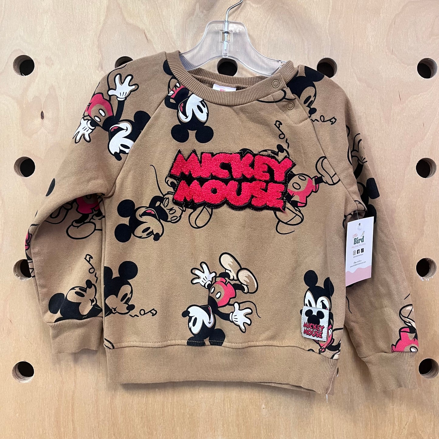 Brown Terry Logo Mickey Pullover