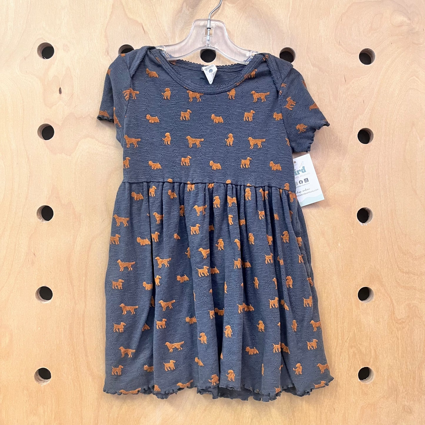 Organic Grey/Brown Dogs Pointelle Dress