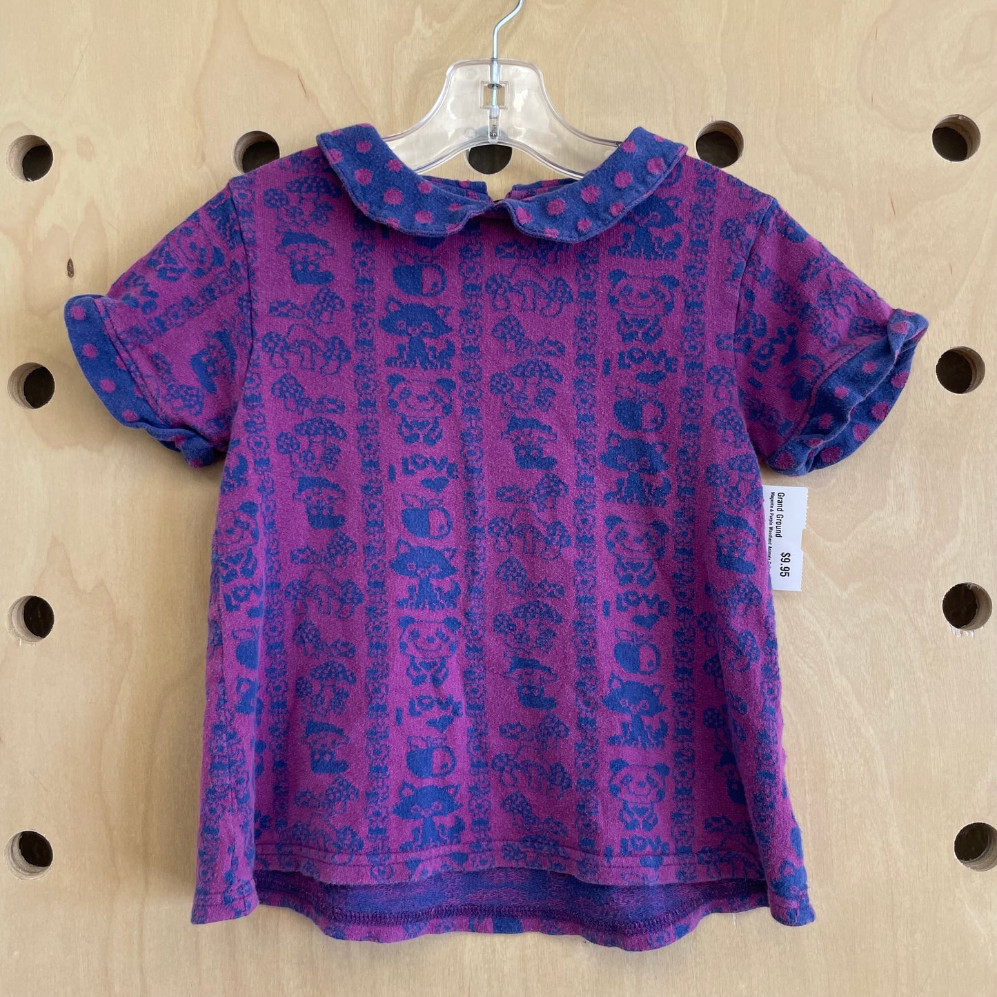Purple Knit Mushrooms + Animals Top
