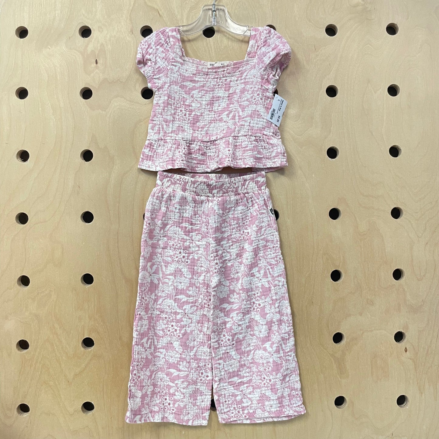 Organic Pink Floral Gauze Outfit