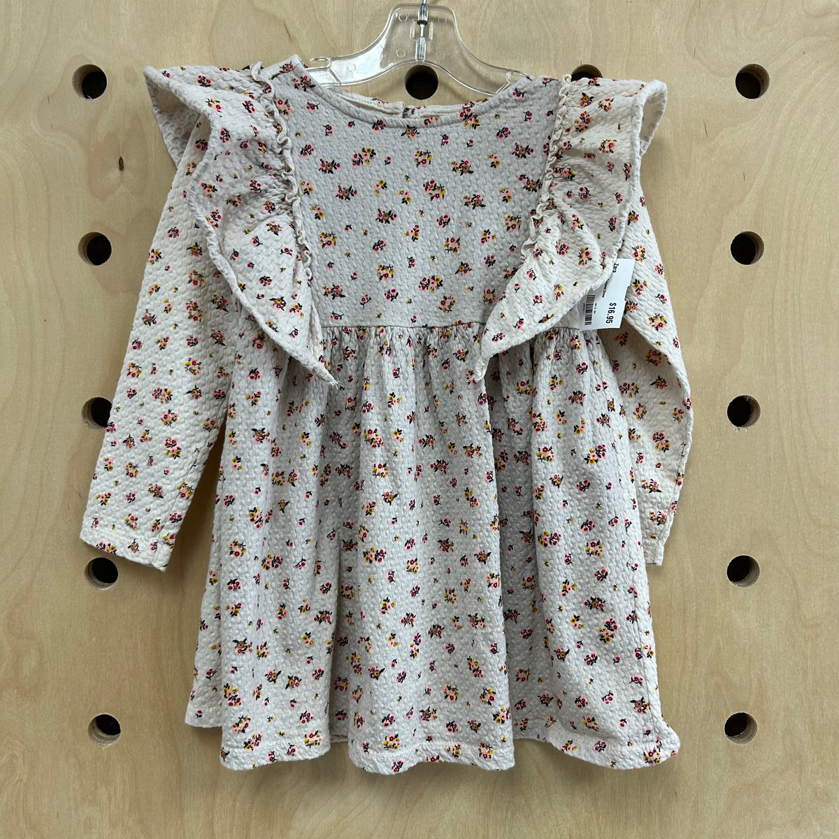 Beige Floral Textured Dress