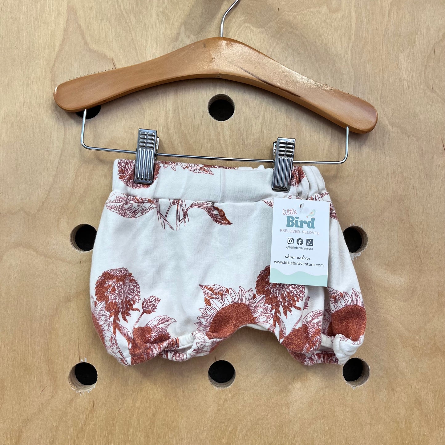 Organic White & Rust Floral Shorties
