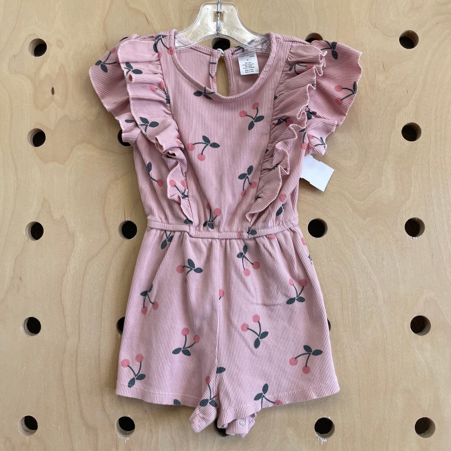 Blush Ribbed Cherries Romper
