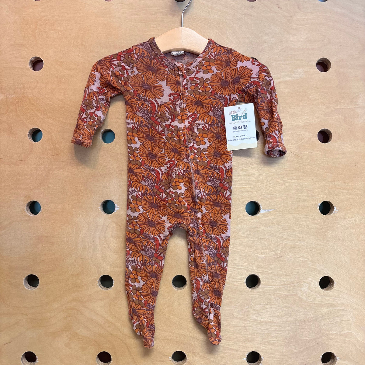 Pink/Orange Bamboo Floral Footies