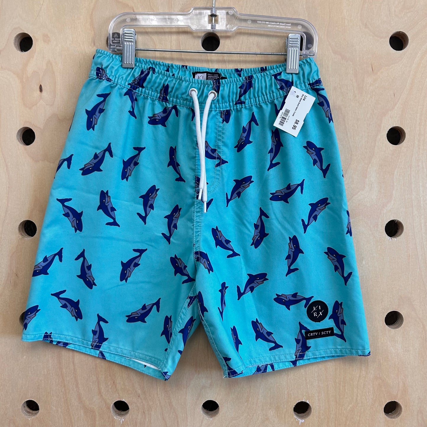 Blue Shark Board Swim Trunks