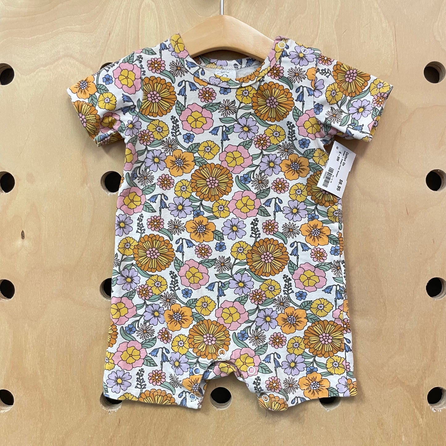 Cream + Orange Floral Romper