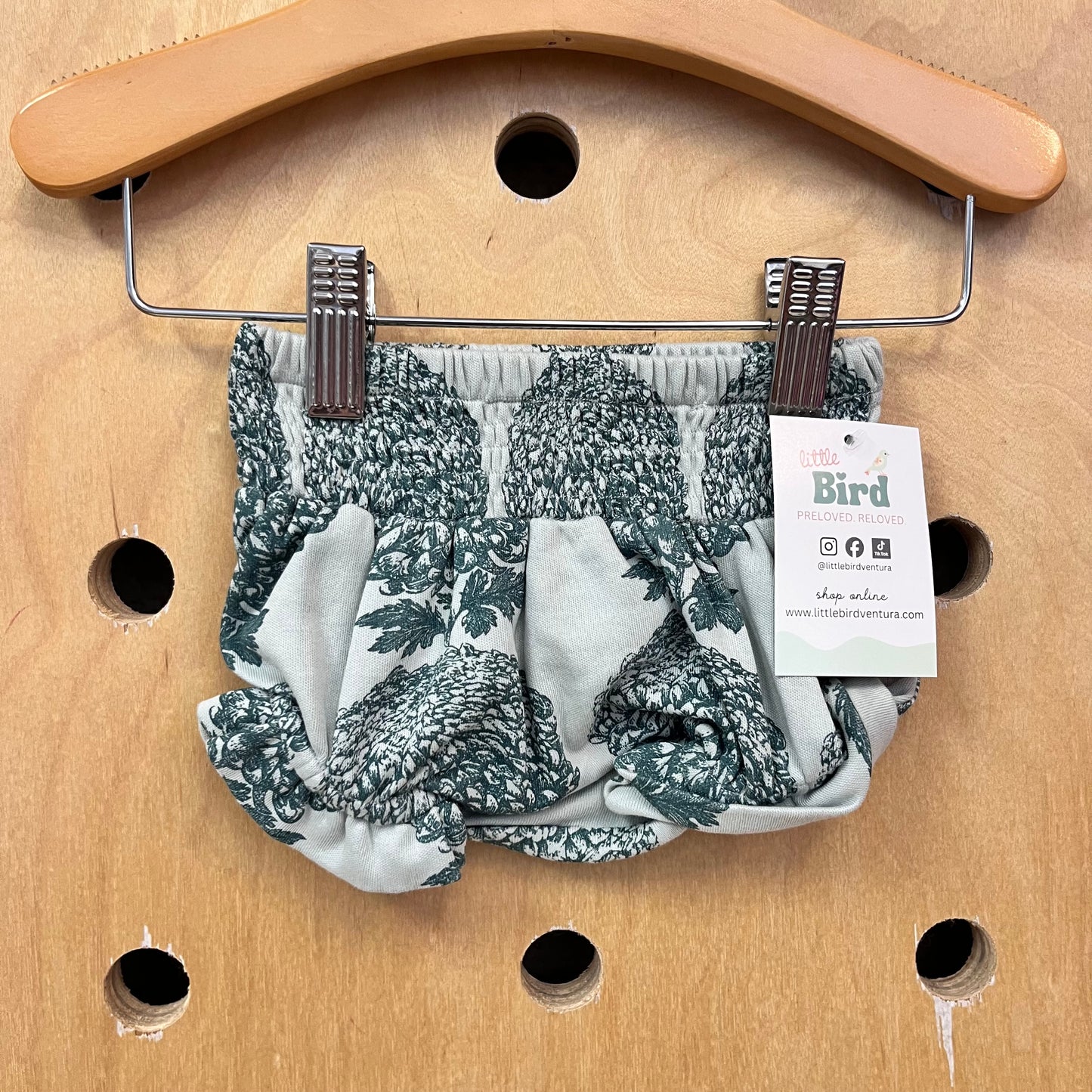 Organic Blue Floral Smocked Shorties