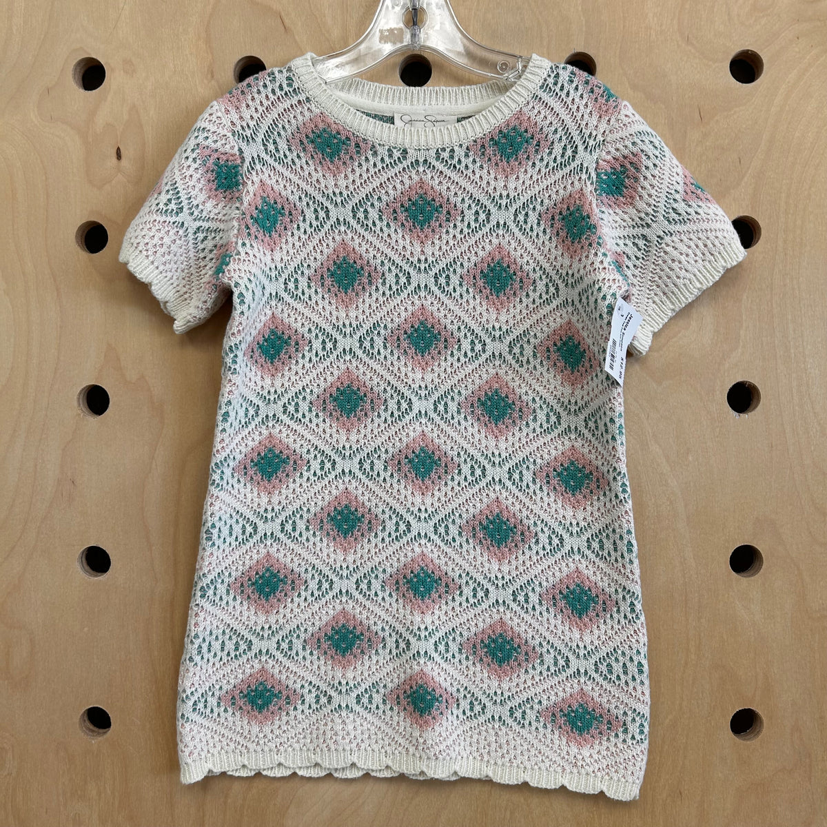 Cream Teal Pink Knit Dress