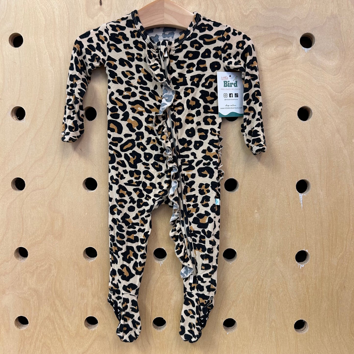 Leopard Print Bamboo Zippy Footies