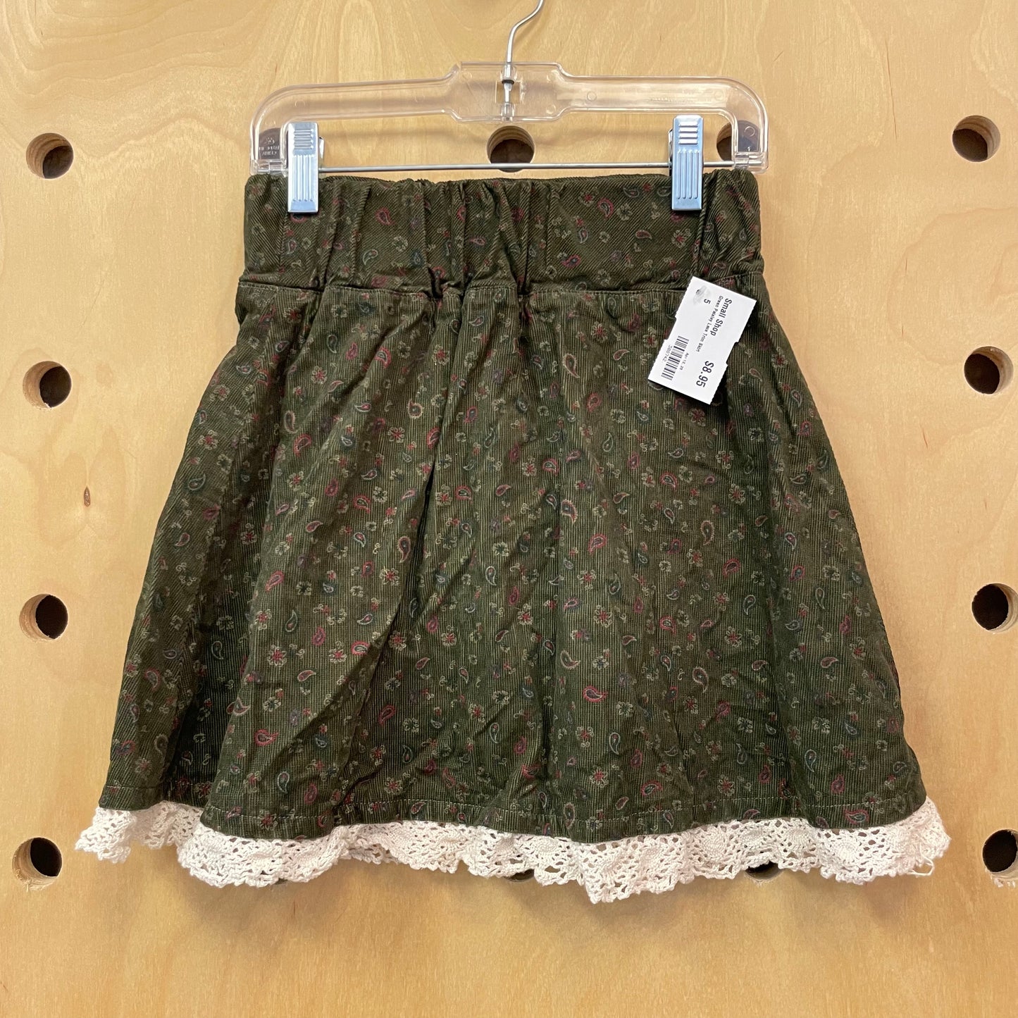 Green Paisley Lace Trim Skirt