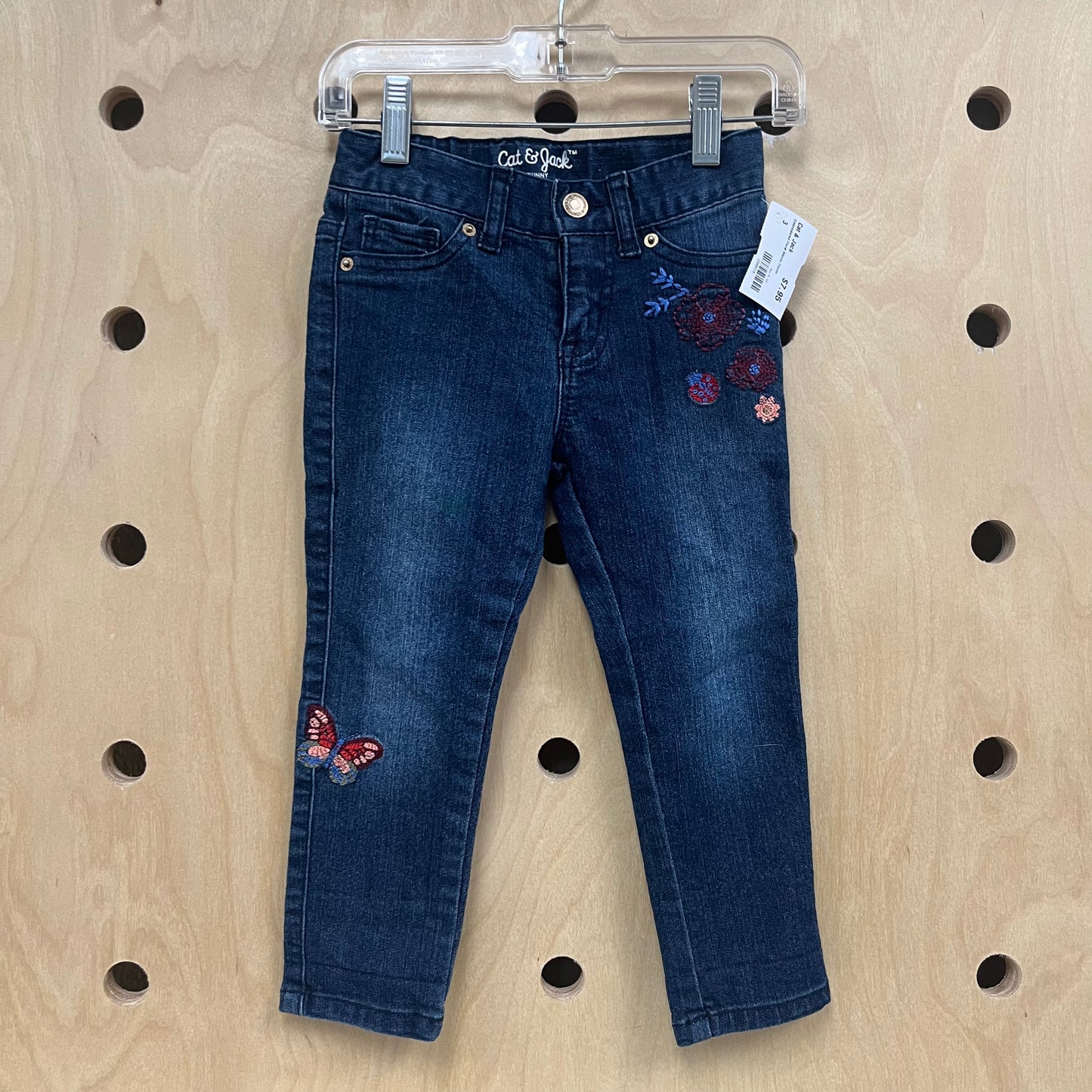 Embroidered Floral Skinny Denim