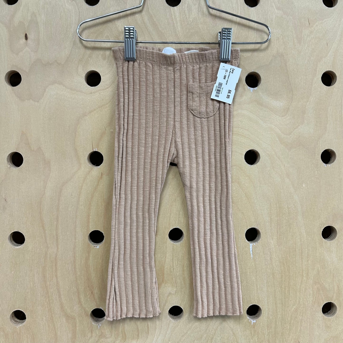Tan Wide Ribbed Leggings