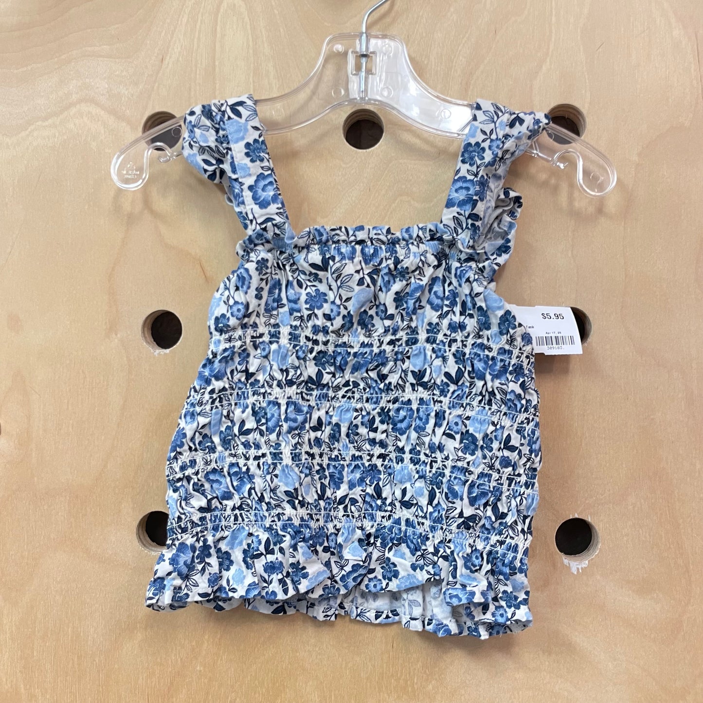 Blue Floral Smocked Tank