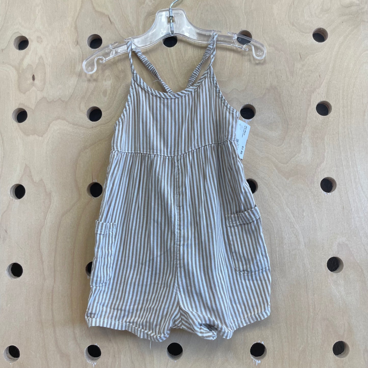 Tan Striped Romper