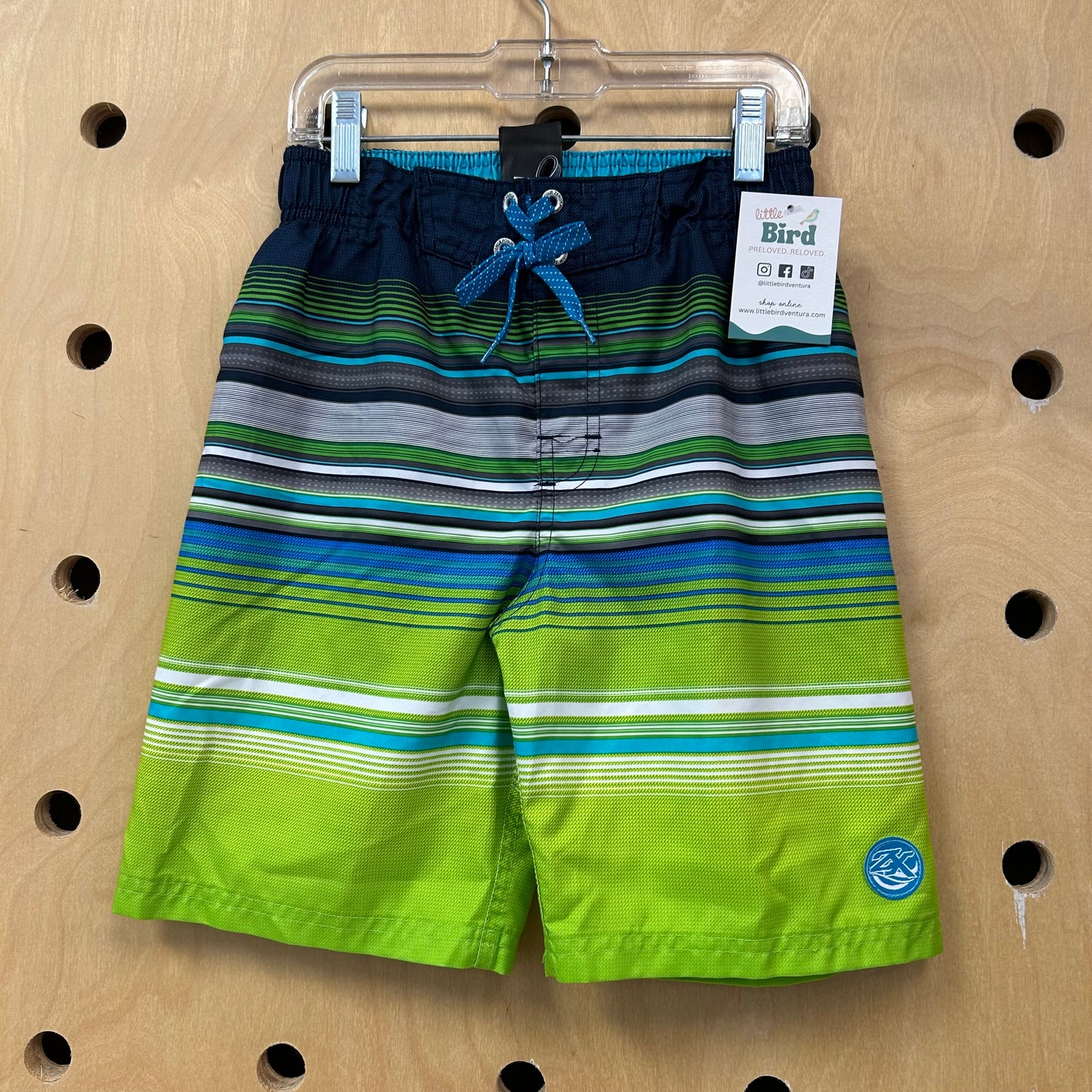 Lime Striped Swim Shorts