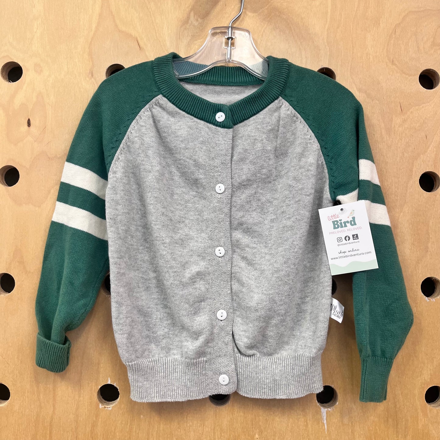Grey/Green Cotton Cardigan