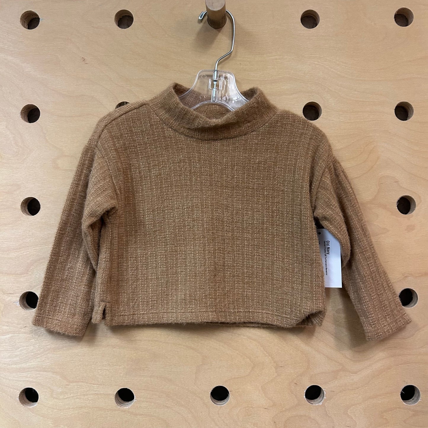 Camel Fuzzy LS Turtleneck Sweater
