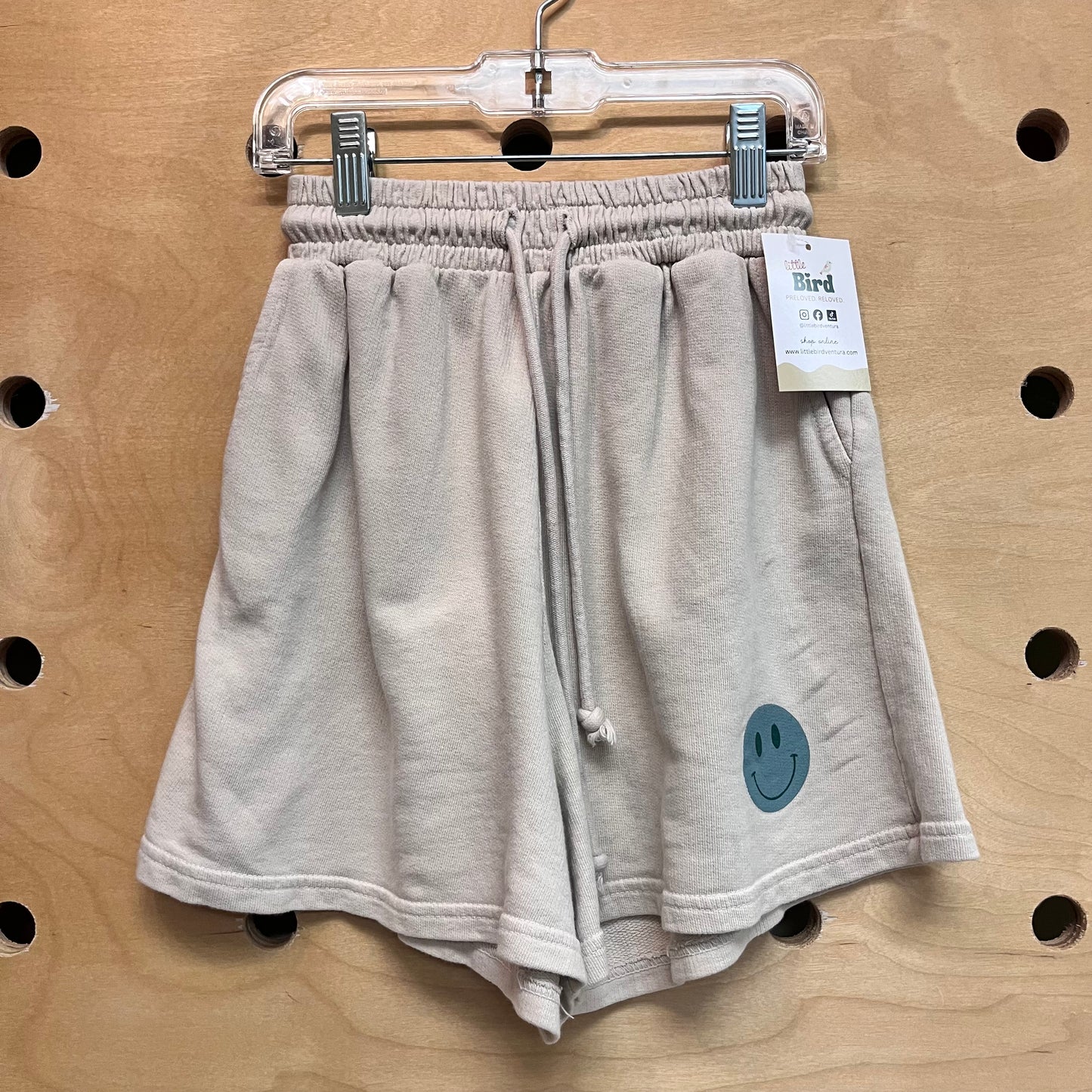 Tan/Teal Smiley Drawstring Shorts