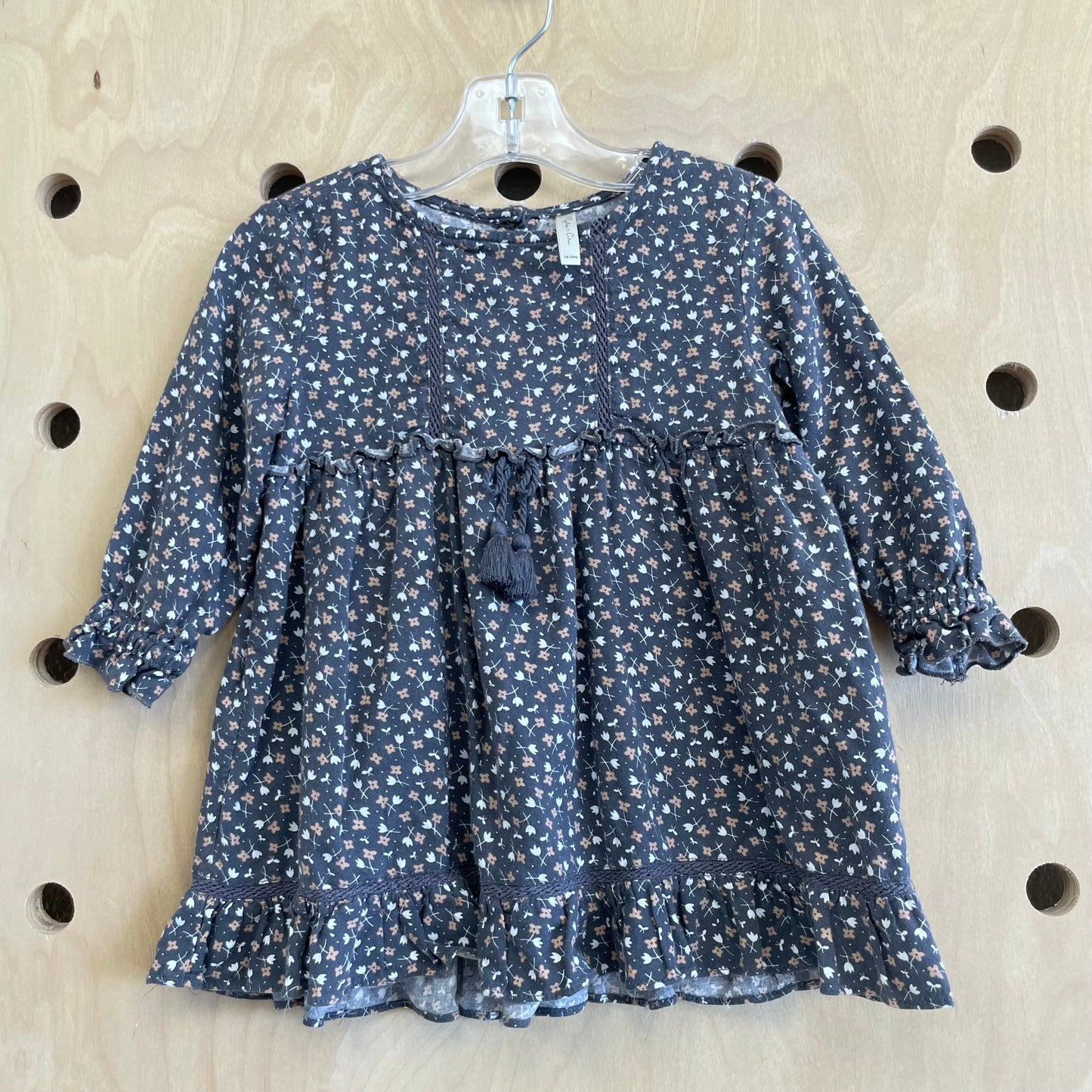 Grey + Tan Floral Dress