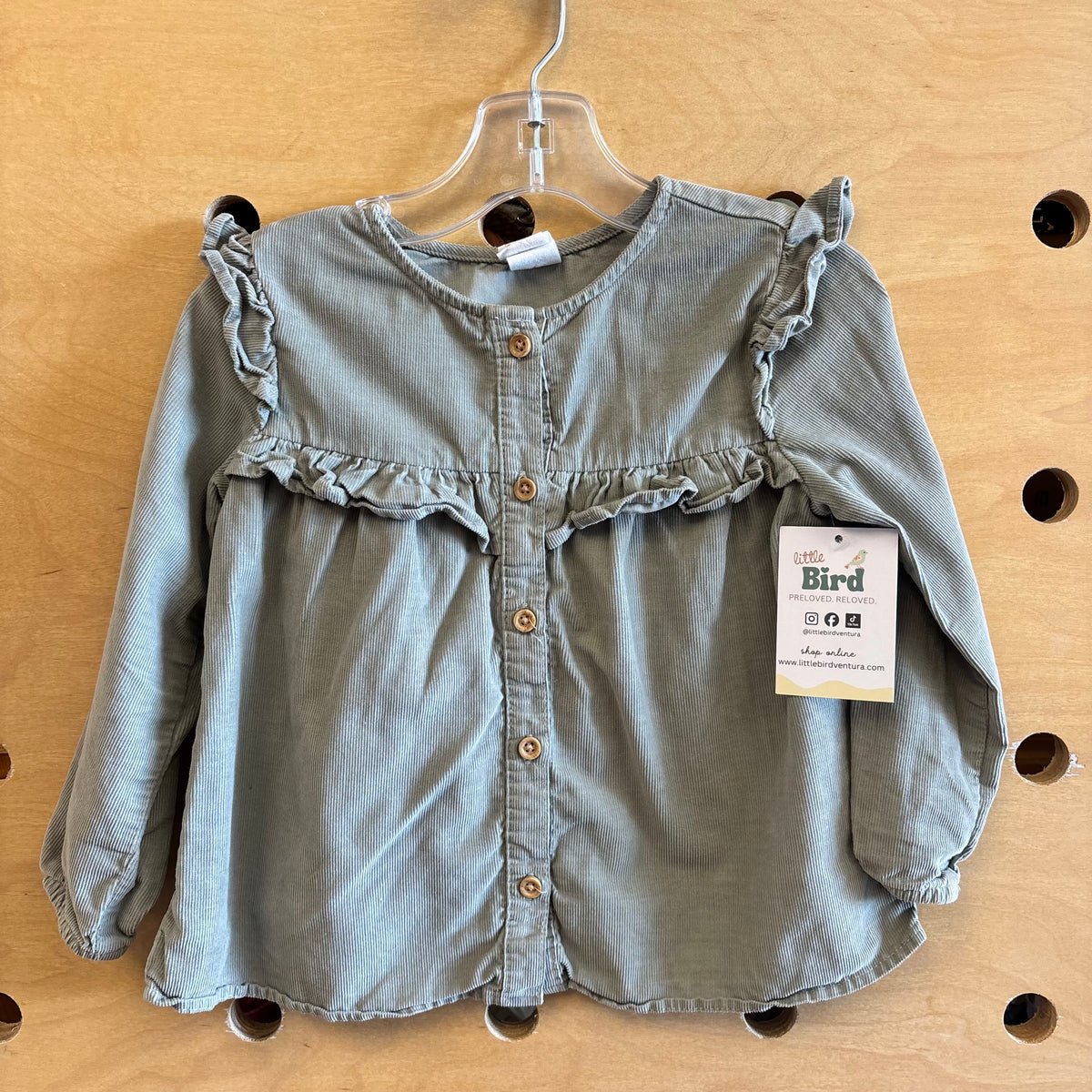 Green Cord Ruffle LS