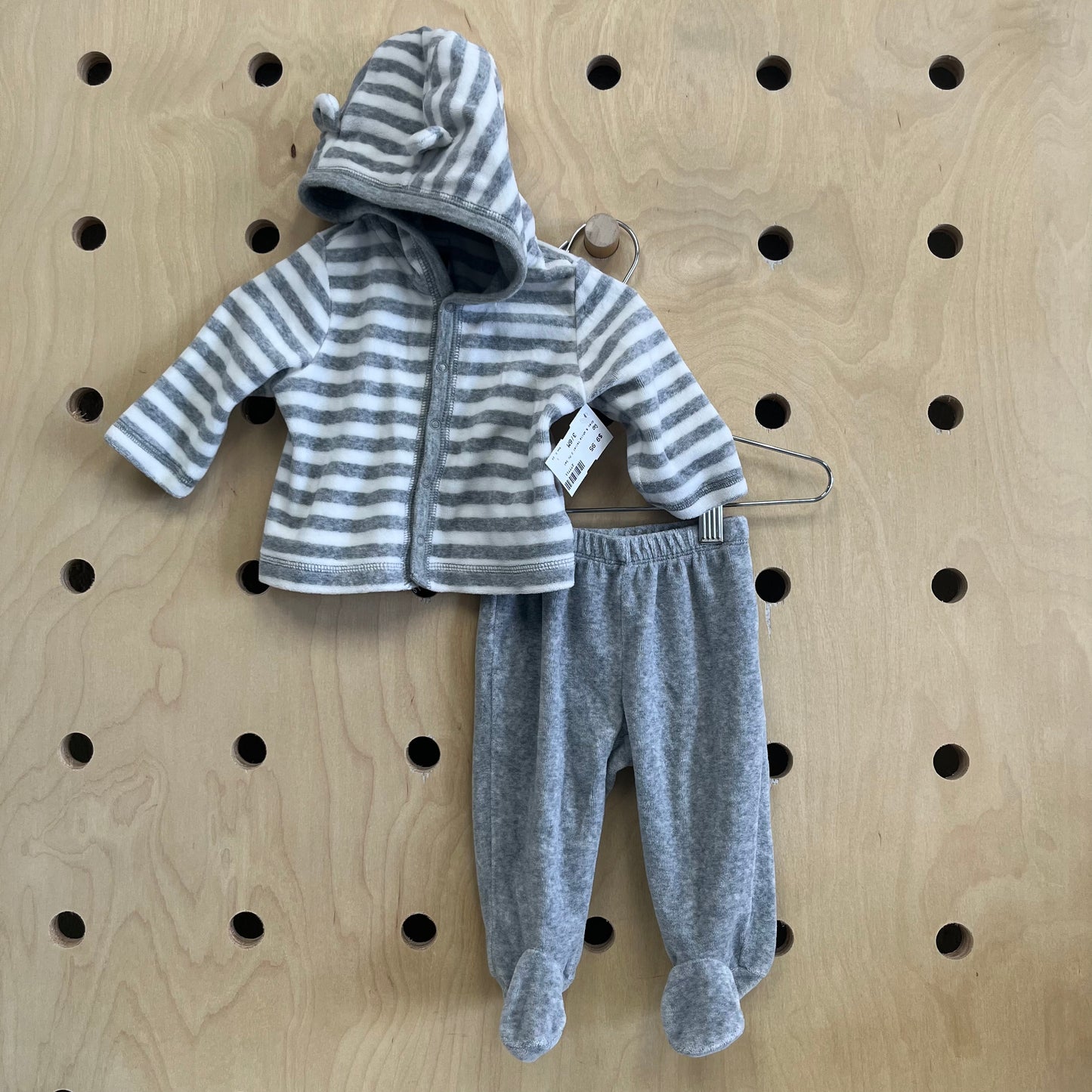 Grey & White Velour 2 Pc Set