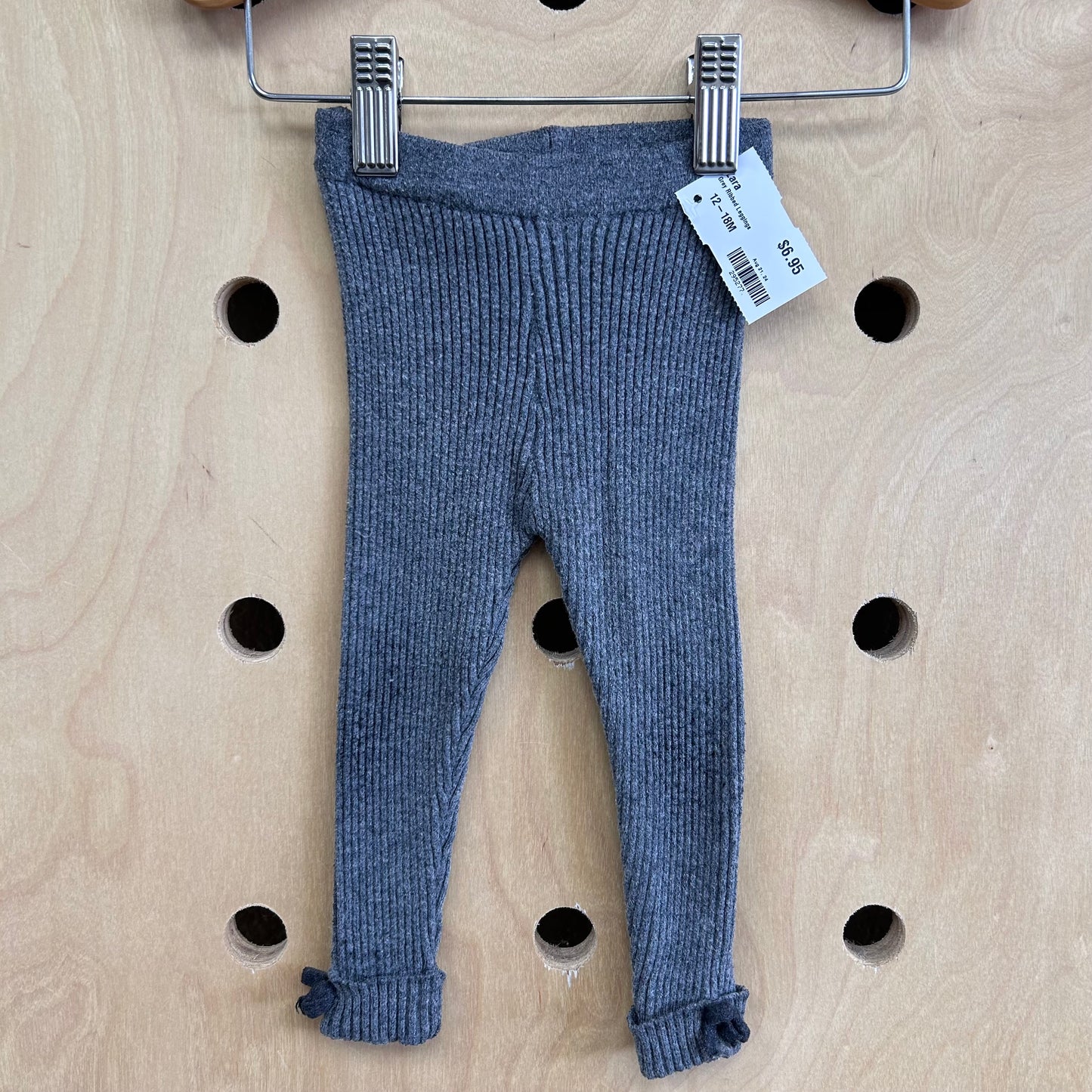 Grey Ribbed Leggings