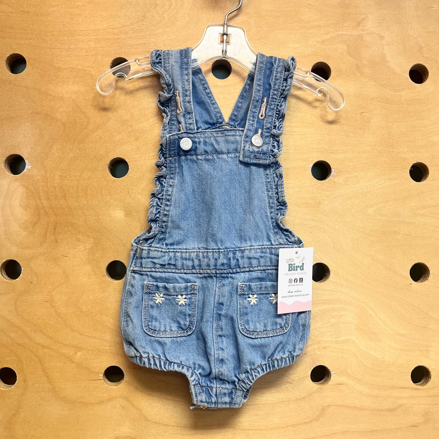 Embroidered Daisy Denim Romper