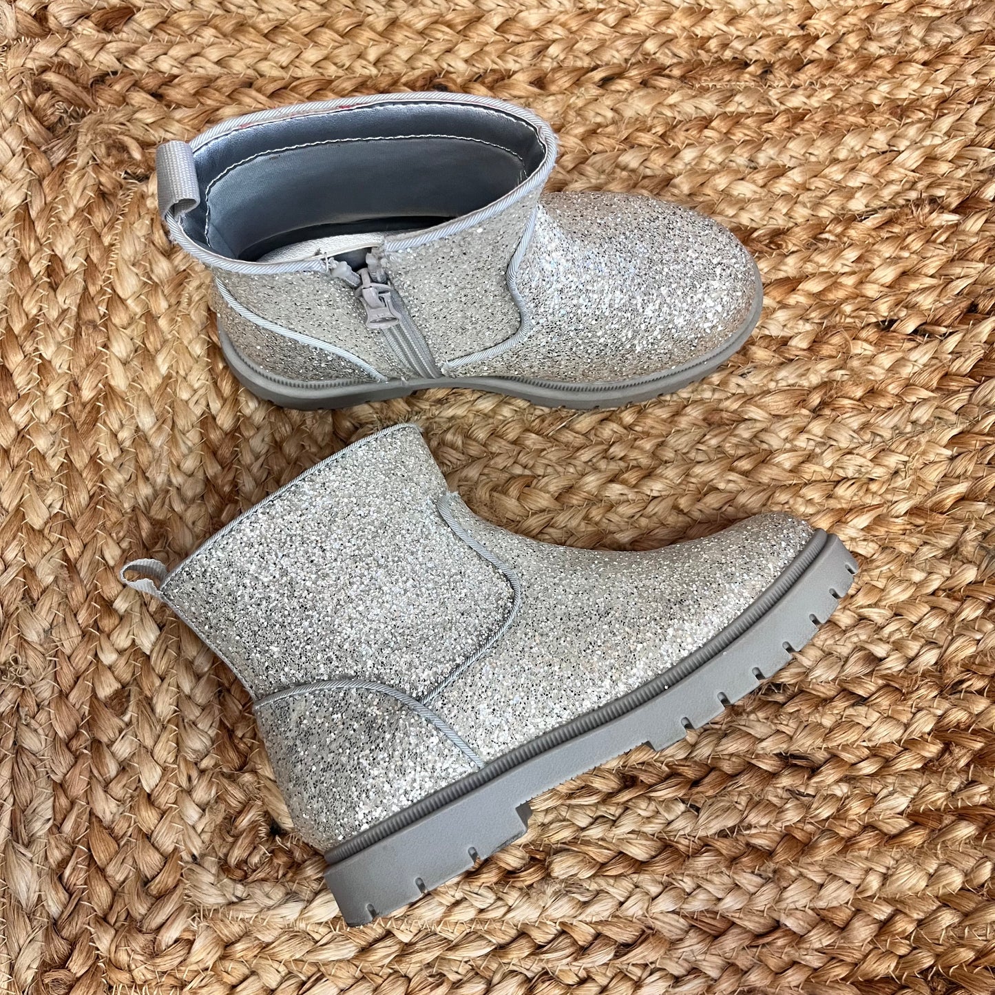 Glittery Silver Ankle Boots