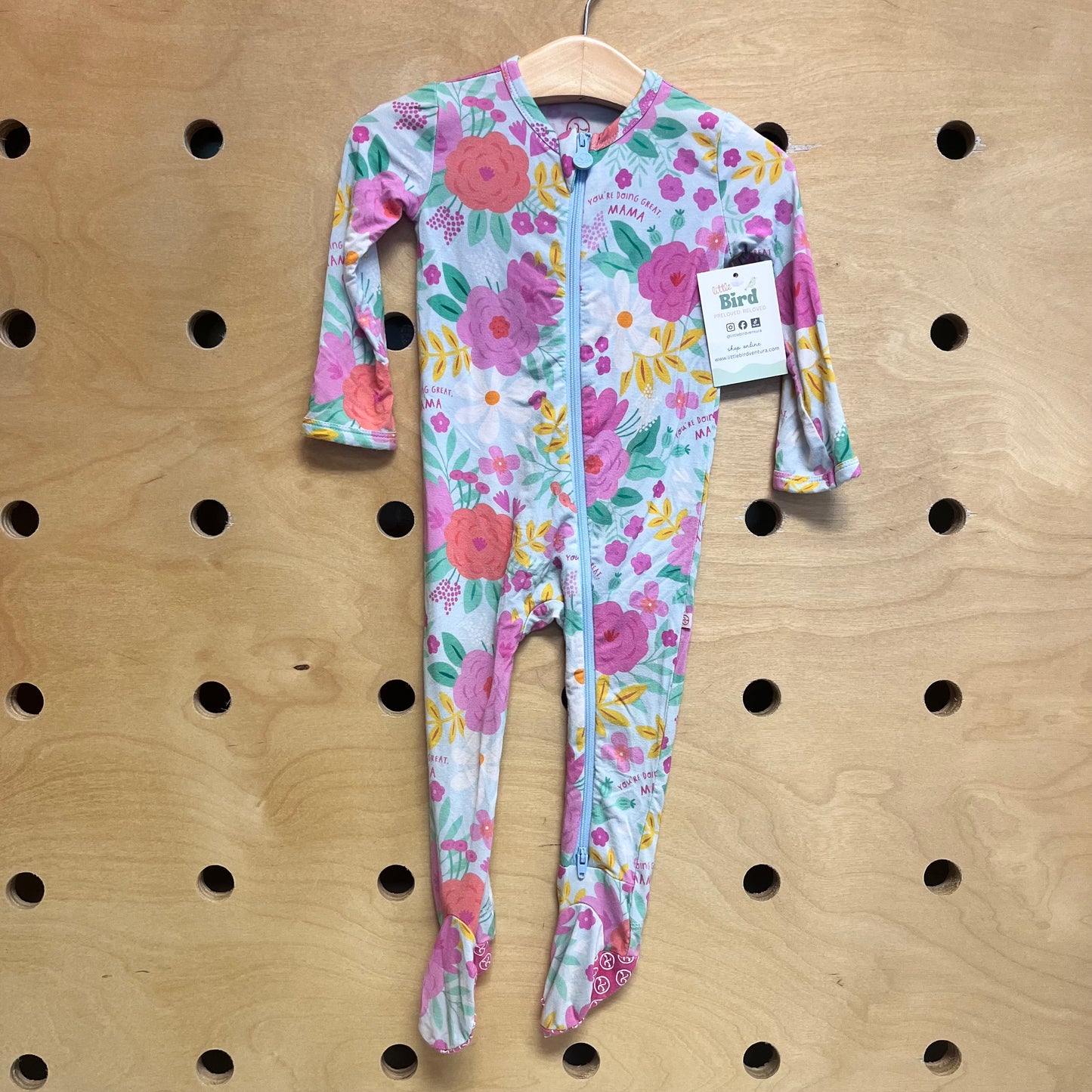 Blue/Pink Floral Bamboo Footies