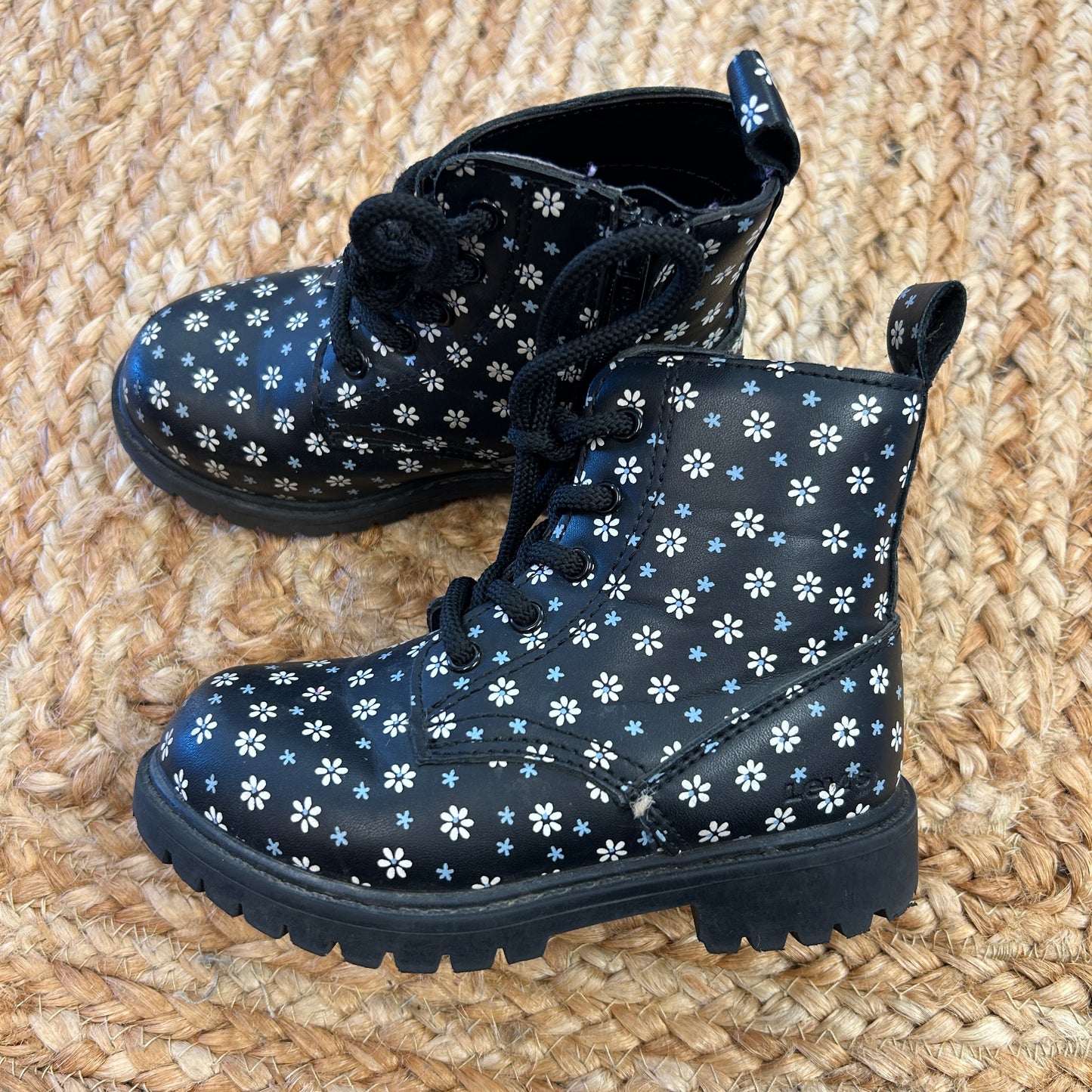 Black Floral Boots