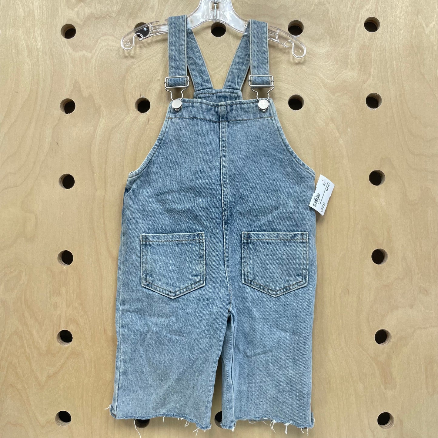 Front Pocket Raw Hem Denim Shortalls