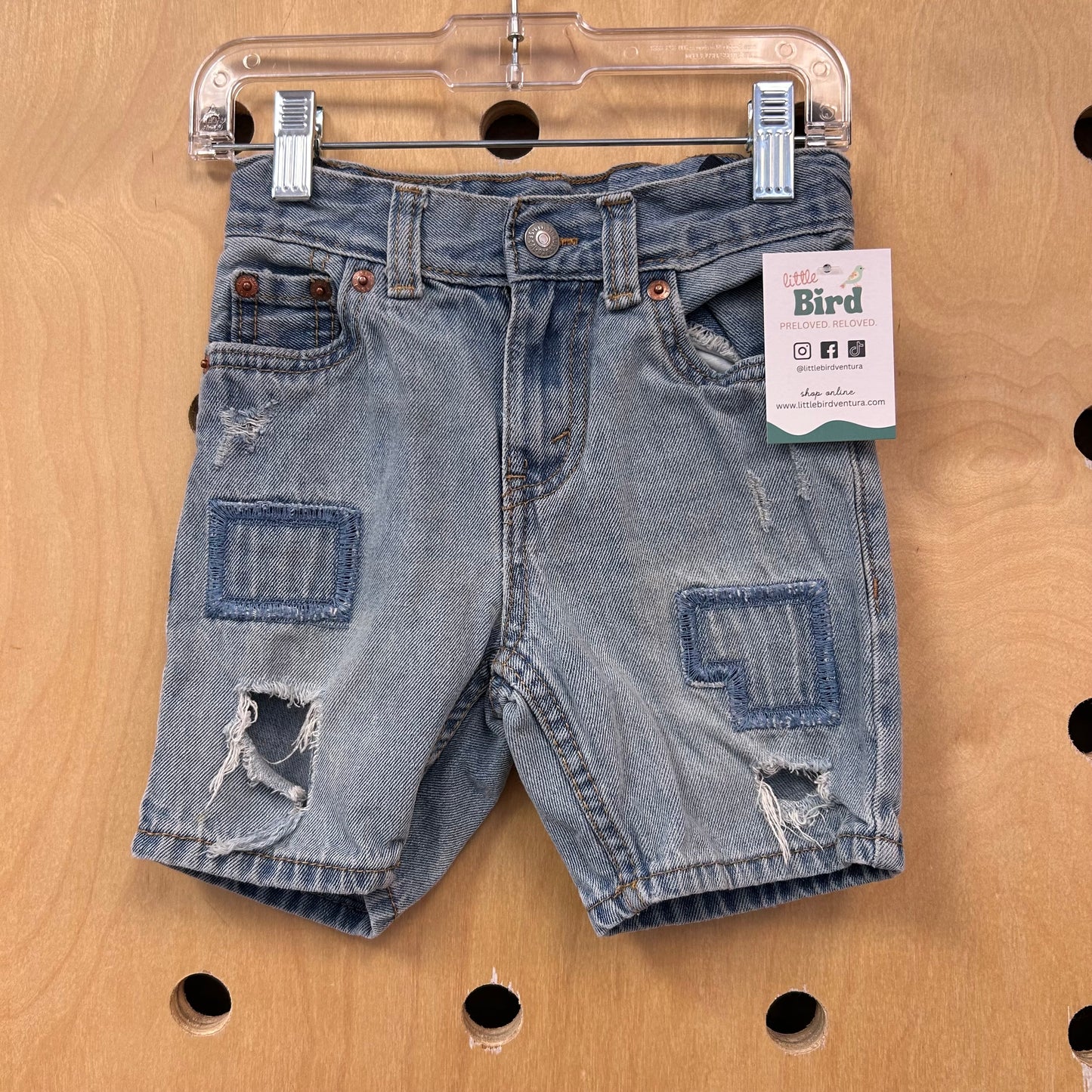 Distressed Slim Fit Denim Shorts