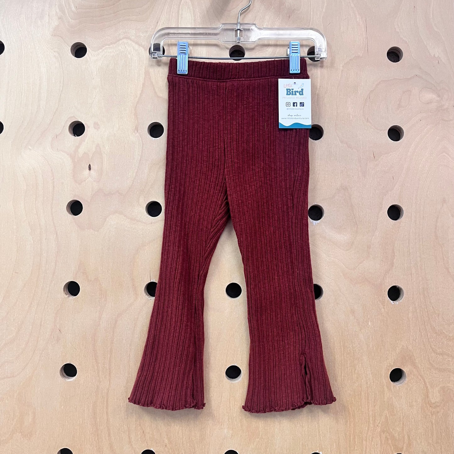 Rust Ribbed Flare Leggings