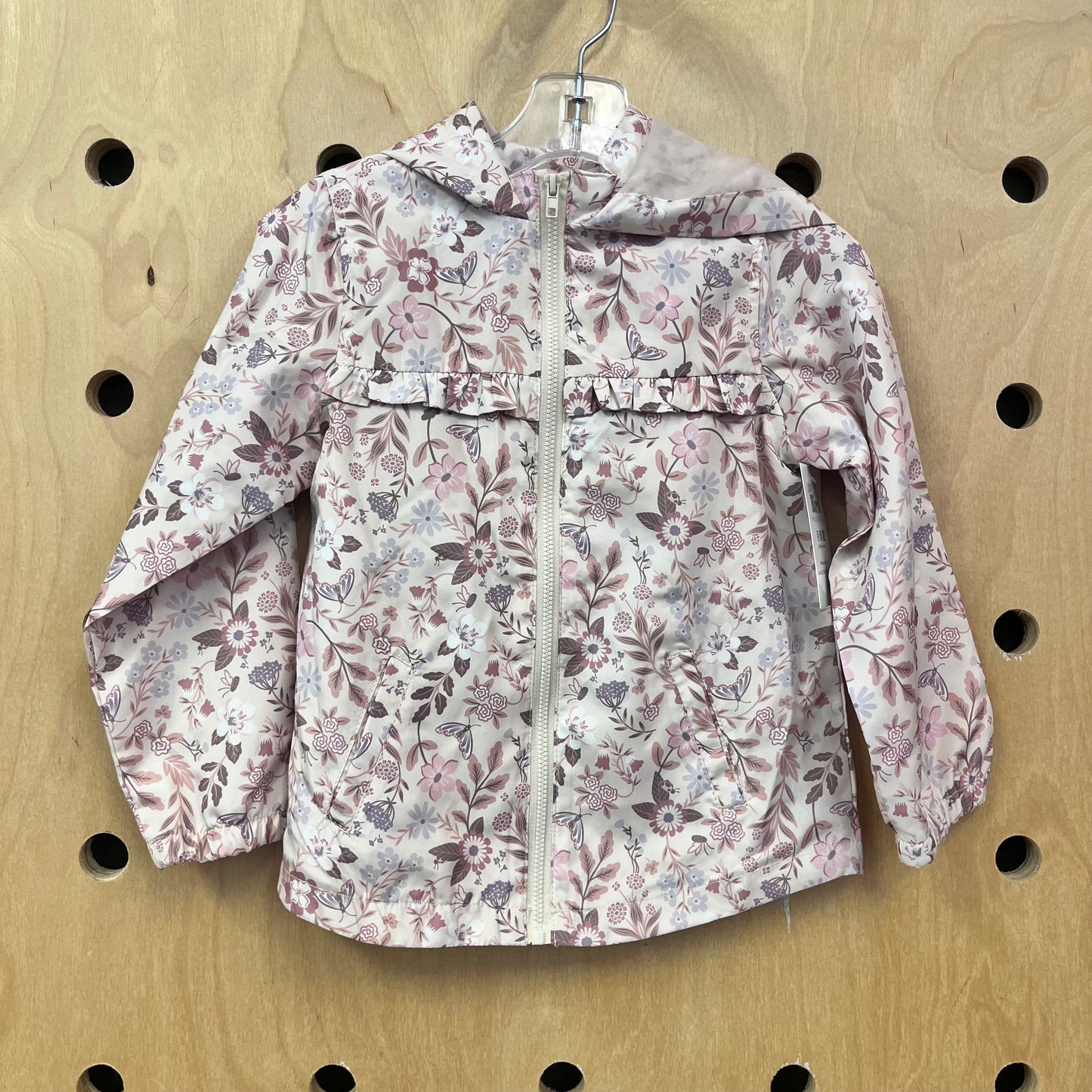 Tan/Pink Floral Zip Jacket