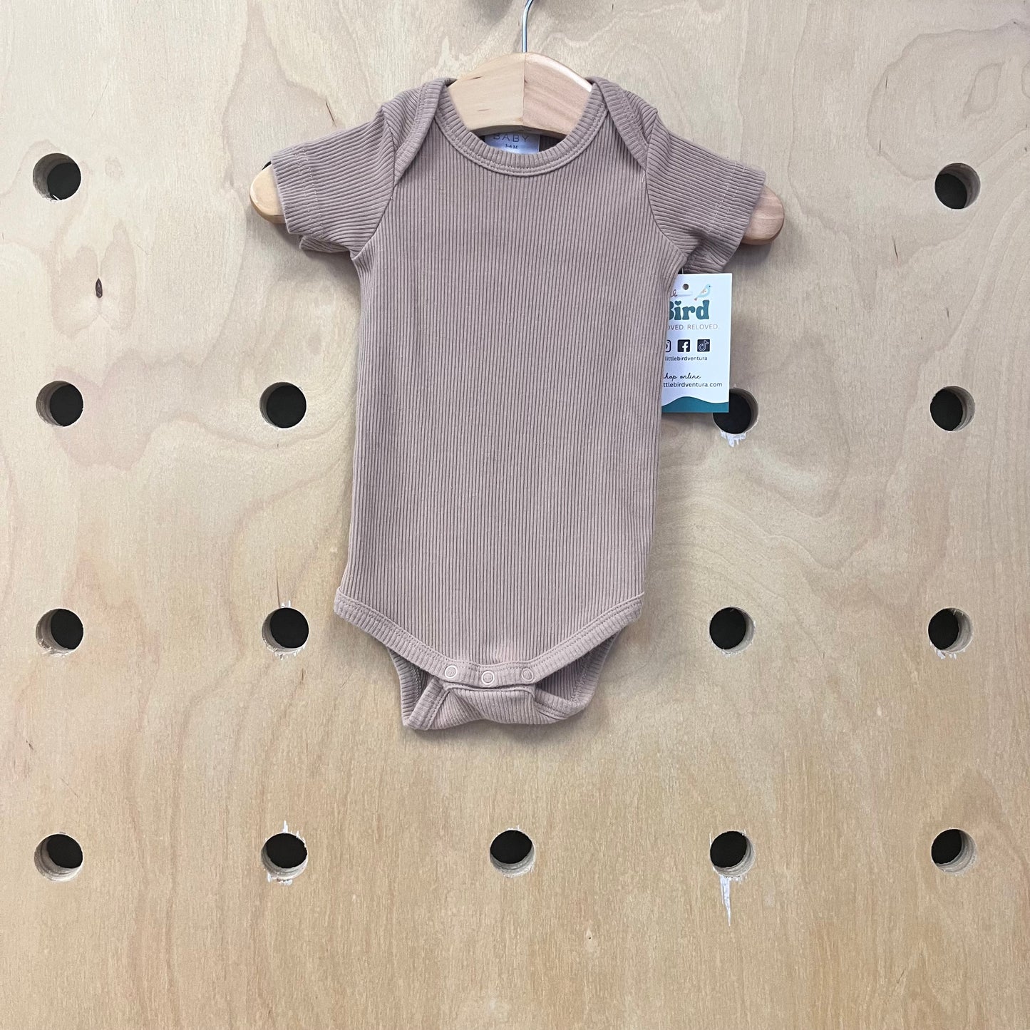 Organic Brown Ribbed Bodysuit