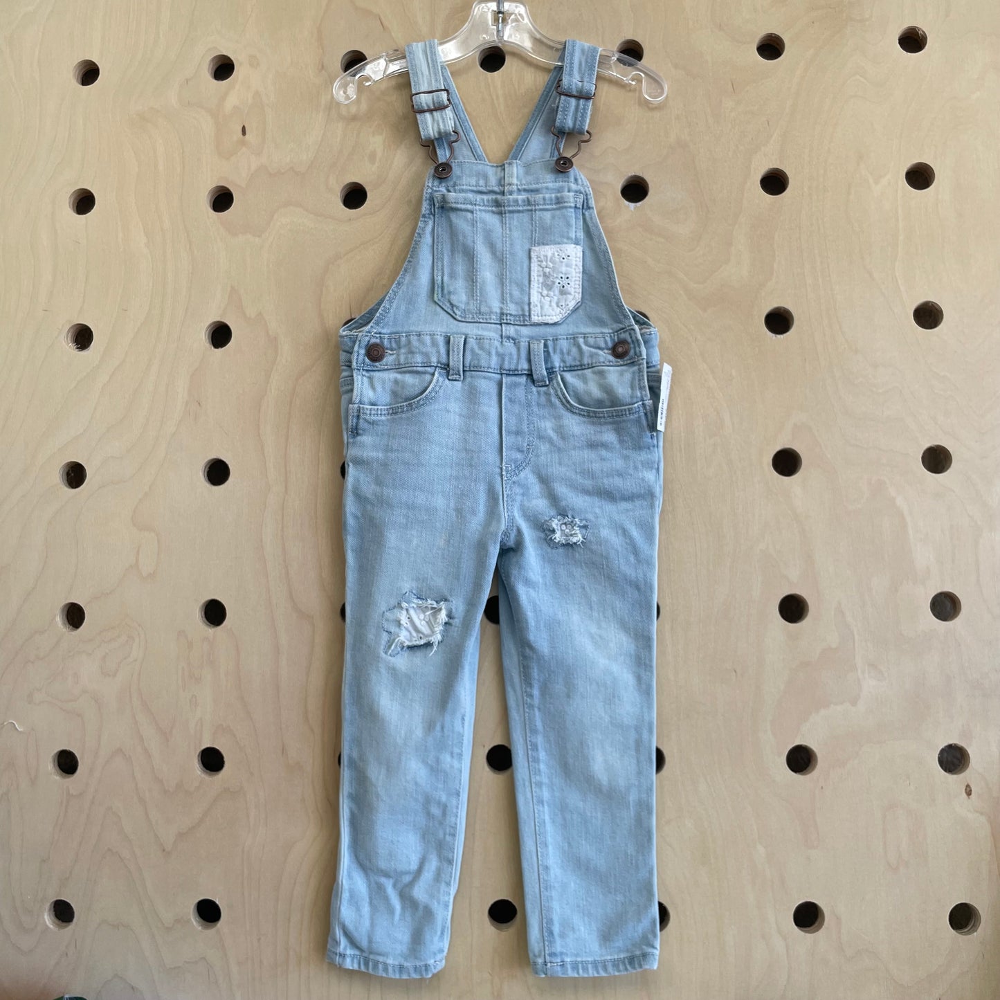 Denim Eyelet Patch Overalls