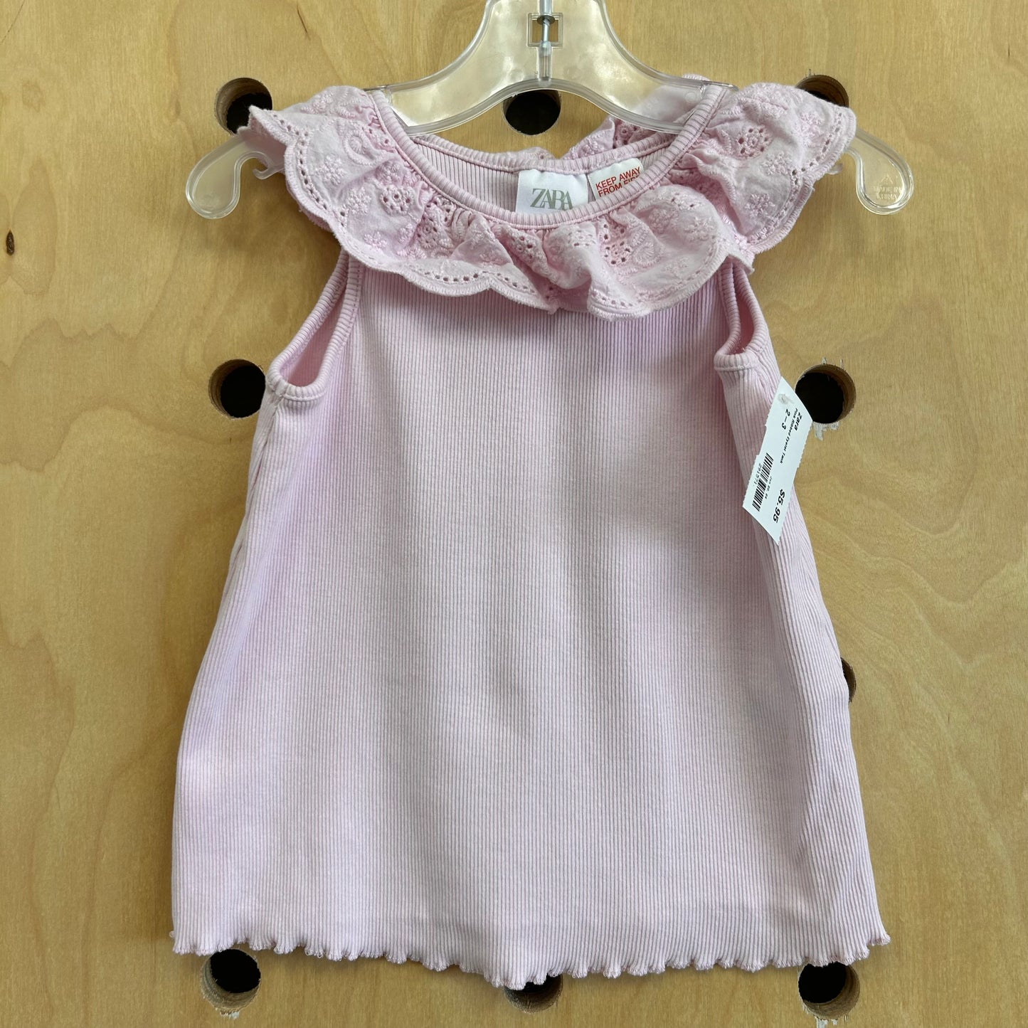 Pink Ribbed Eyelet Tank