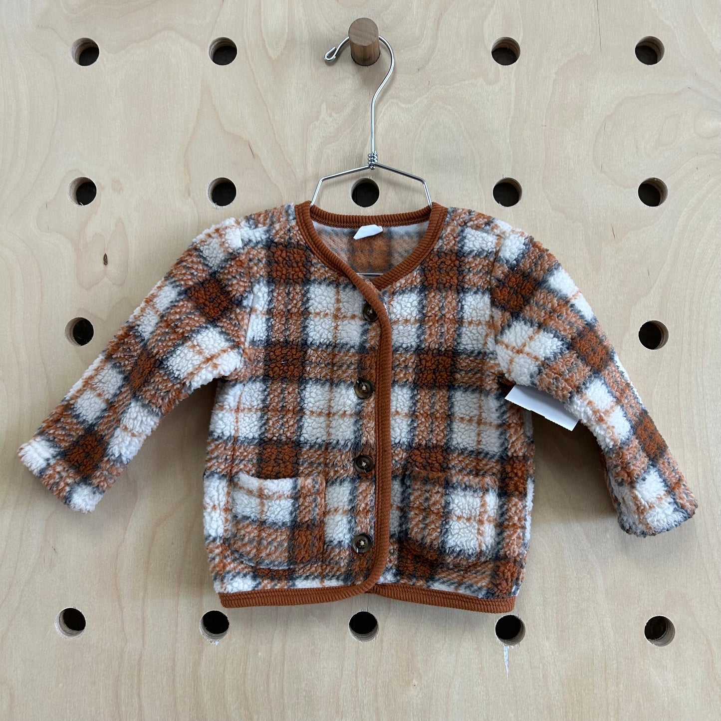 Brown Plaid Sherpa Jacket