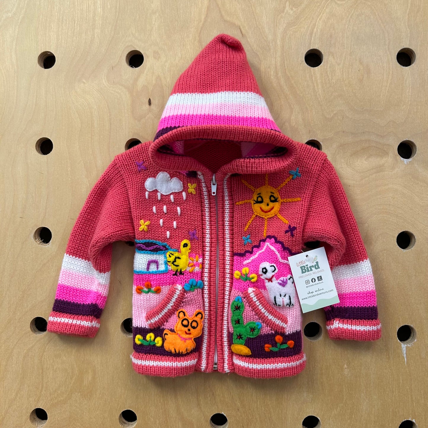 Pink Peruvian Knit Zip Sweater