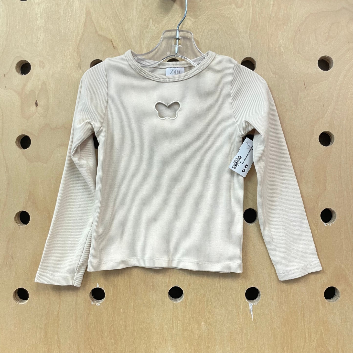 Cream Butterfly Cutout Ribbed Top